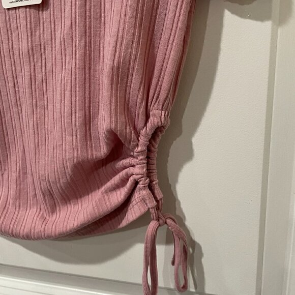 Pink Rose Side Shirring Crop Top - Picture 3 of 5